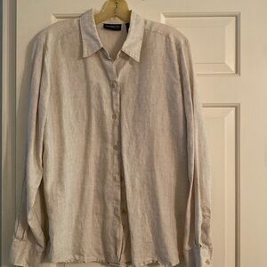 Liz Claiborne 100% linen blouse. Soft beige. Full length sleeves.
